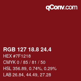 カラーコード: RGB 127 18.8 24.4 | qconv.com