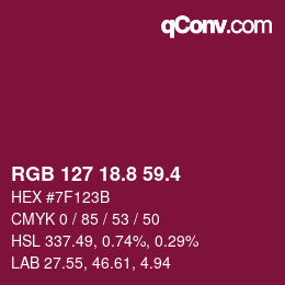 カラーコード: RGB 127 18.8 59.4 | qconv.com
