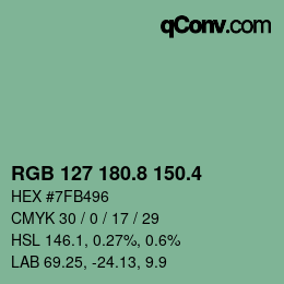カラーコード: RGB 127 180.8 150.4 | qconv.com