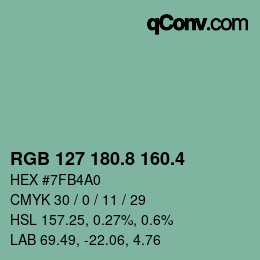 カラーコード: RGB 127 180.8 160.4 | qconv.com