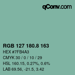 カラーコード: RGB 127 180.8 163 | qconv.com