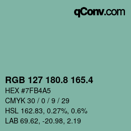 カラーコード: RGB 127 180.8 165.4 | qconv.com