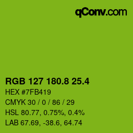 カラーコード: RGB 127 180.8 25.4 | qconv.com