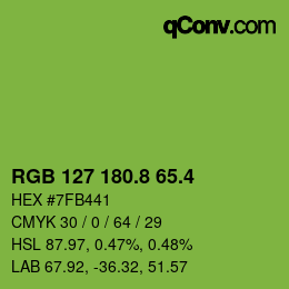 カラーコード: RGB 127 180.8 65.4 | qconv.com