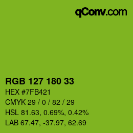 Color code: RGB 127 180 33 | qconv.com