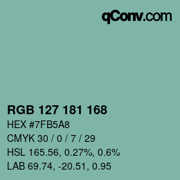Color code: RGB 127 181 168 | qconv.com