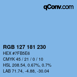 Color code: RGB 127 181 230 | qconv.com