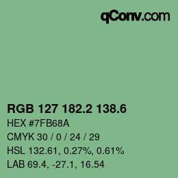 カラーコード: RGB 127 182.2 138.6 | qconv.com