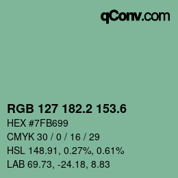 カラーコード: RGB 127 182.2 153.6 | qconv.com