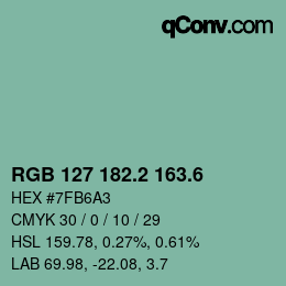 カラーコード: RGB 127 182.2 163.6 | qconv.com
