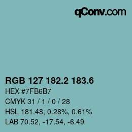 カラーコード: RGB 127 182.2 183.6 | qconv.com