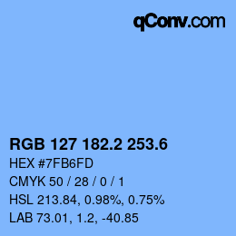 カラーコード: RGB 127 182.2 253.6 | qconv.com