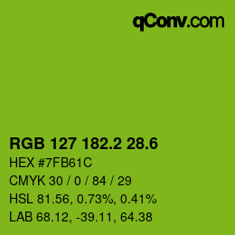 カラーコード: RGB 127 182.2 28.6 | qconv.com