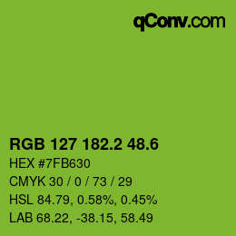 カラーコード: RGB 127 182.2 48.6 | qconv.com