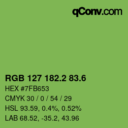 カラーコード: RGB 127 182.2 83.6 | qconv.com
