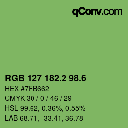 カラーコード: RGB 127 182.2 98.6 | qconv.com