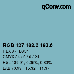 カラーコード: RGB 127 182.6 193.6 | qconv.com