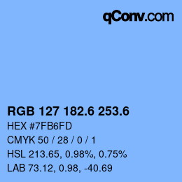 カラーコード: RGB 127 182.6 253.6 | qconv.com