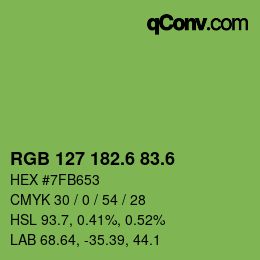 カラーコード: RGB 127 182.6 83.6 | qconv.com
