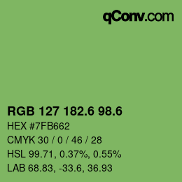 カラーコード: RGB 127 182.6 98.6 | qconv.com