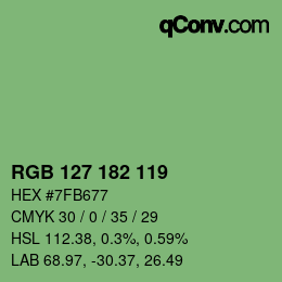 Código de color: RGB 127 182 119 | qconv.com