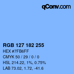 Color code: RGB 127 182 255 | qconv.com