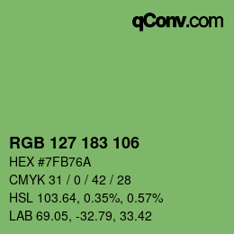 カラーコード: RGB 127 183 106 | qconv.com