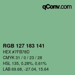 カラーコード: RGB 127 183 141 | qconv.com