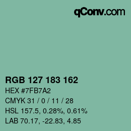 Color code: RGB 127 183 162 | qconv.com