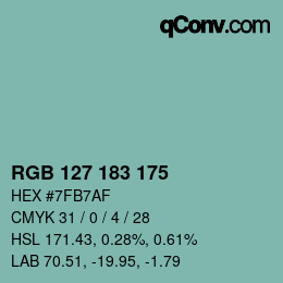Color code: RGB 127 183 175 | qconv.com