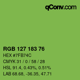 Color code: RGB 127 183 76 | qconv.com
