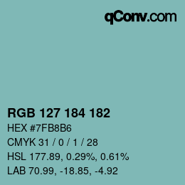 Color code: RGB 127 184 182 | qconv.com