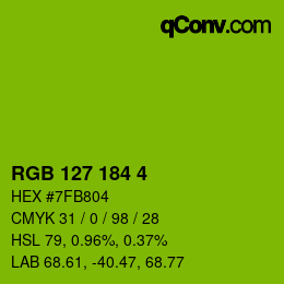 Color code: RGB 127 184 4 | qconv.com