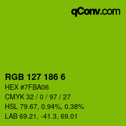 カラーコード: RGB 127 186 6 | qconv.com