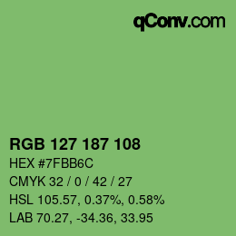 Color code: RGB 127 187 108 | qconv.com