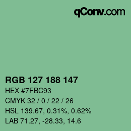 Color code: RGB 127 188 147 | qconv.com