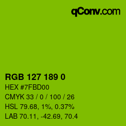 颜色代码: RGB 127 189 0 | qconv.com