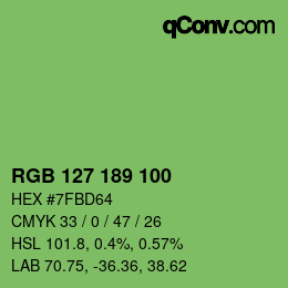 カラーコード: RGB 127 189 100 | qconv.com