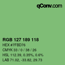 Código de color: RGB 127 189 118 | qconv.com