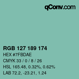Color code: RGB 127 189 174 | qconv.com