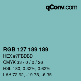 Color code: RGB 127 189 189 | qconv.com