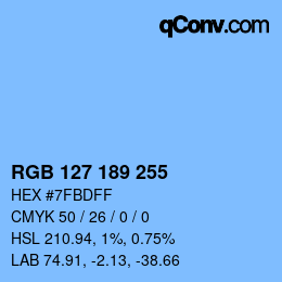 Color code: RGB 127 189 255 | qconv.com