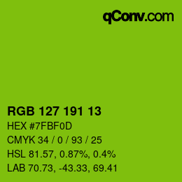 Color code: RGB 127 191 13 | qconv.com