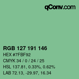 Color code: RGB 127 191 146 | qconv.com