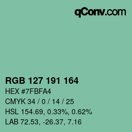 Color code: RGB 127 191 164 | qconv.com