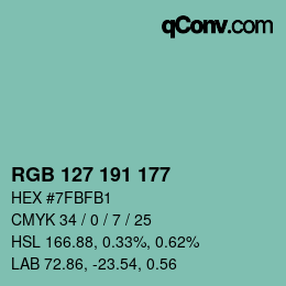 Color code: RGB 127 191 177 | qconv.com