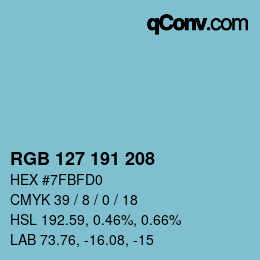 Color code: RGB 127 191 208 | qconv.com