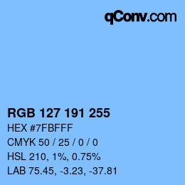 カラーコード: RGB 127 191 255 | qconv.com