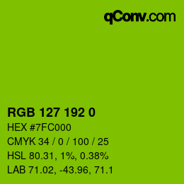 Color code: RGB 127 192 0 | qconv.com