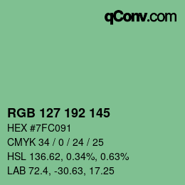 カラーコード: RGB 127 192 145 | qconv.com